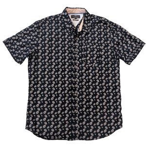 Michael Brandon Men's Button Down Short Sleeve Shirt Collared Slim Fit Large